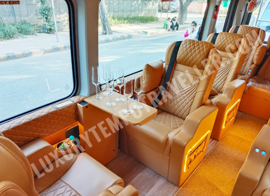 force urbania luxury van with 1x1 massager recliner motorized seats hire in delhi